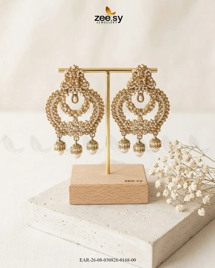 Ornate Multi Stone Chandbali Earrings
