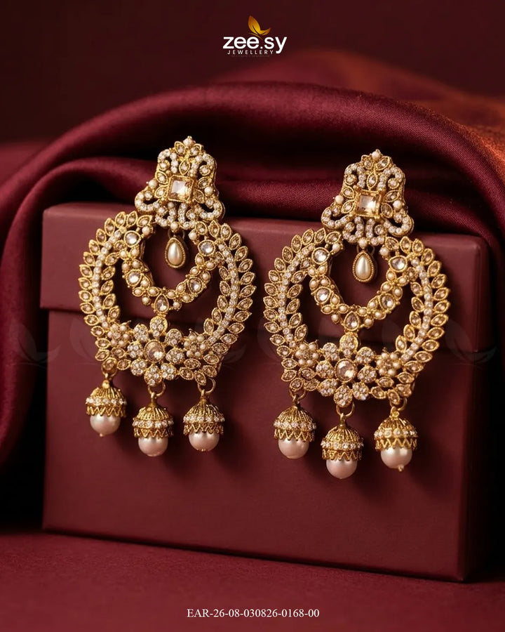 Ornate Multi Stone Chandbali Earrings