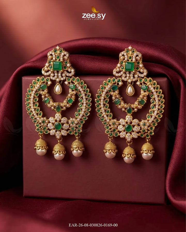 Ornate Multi Stone Chandbali Earrings