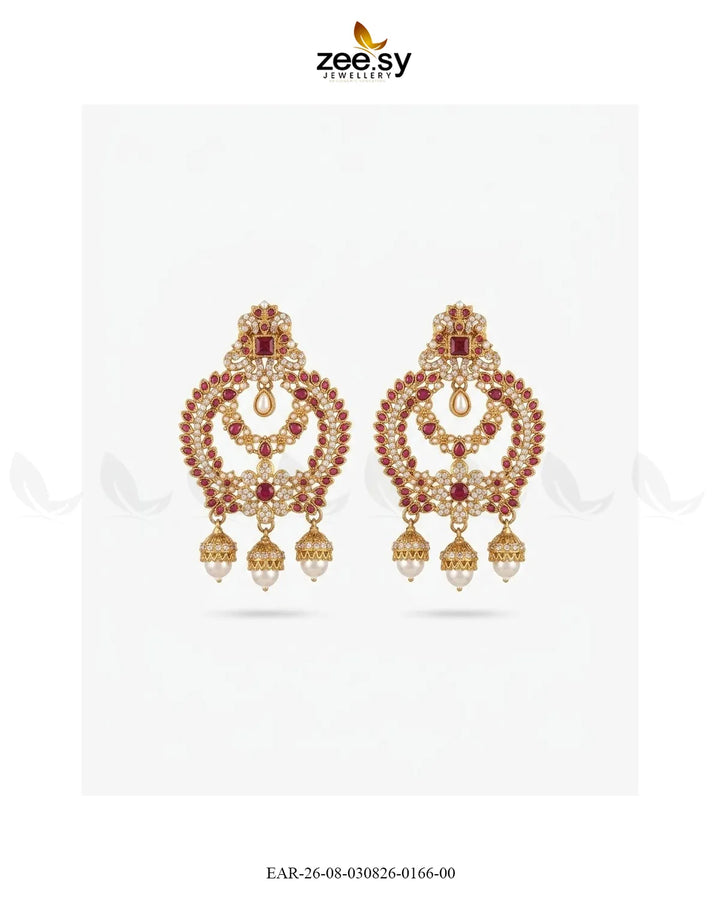 Ornate Multi Stone Chandbali Earrings