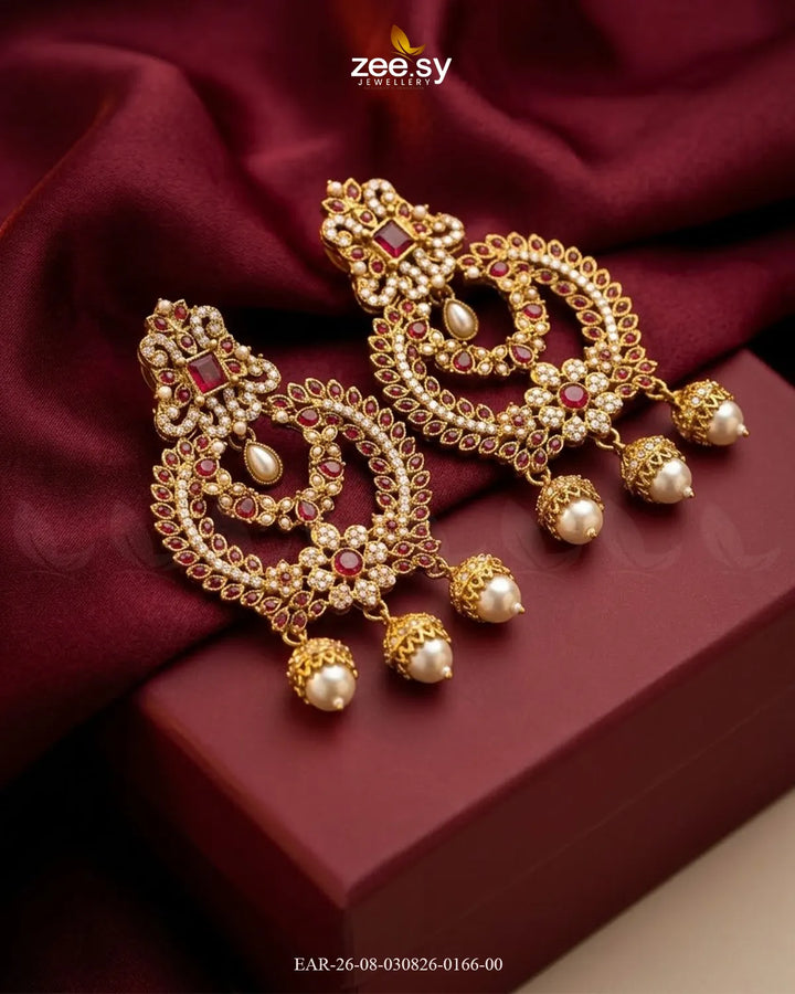 Ornate Multi Stone Chandbali Earrings