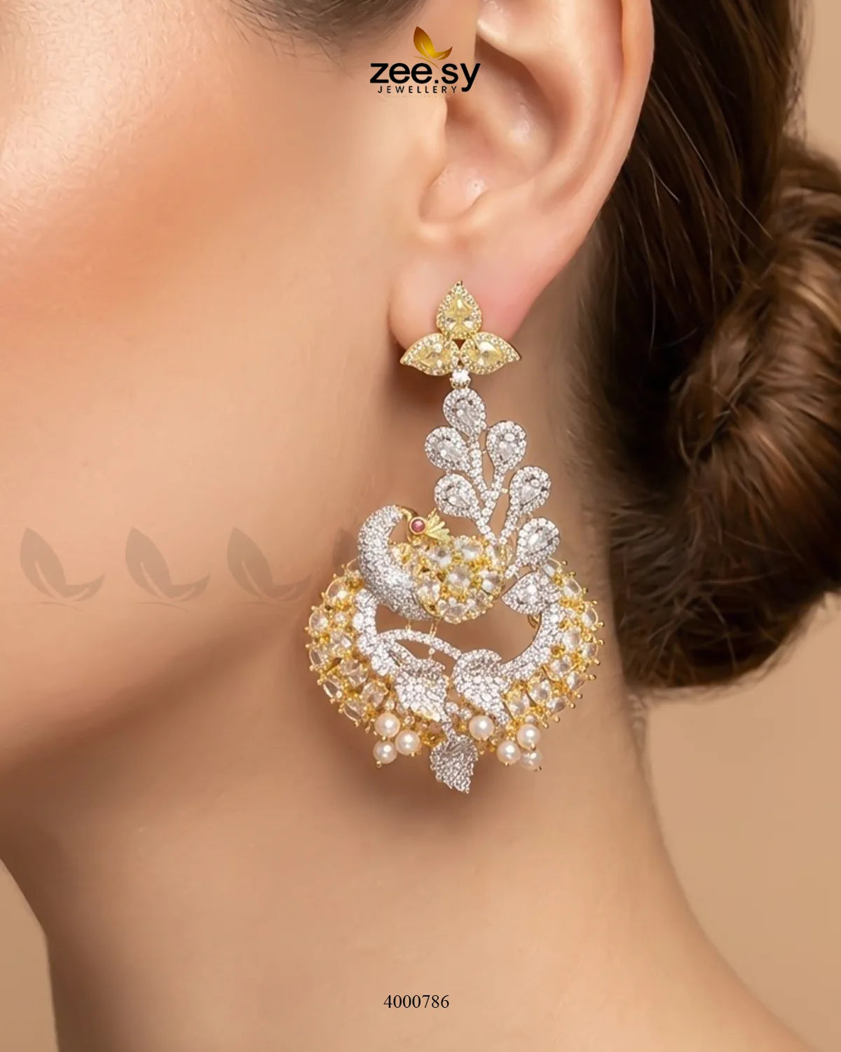 Ornate Peacock Zircon Malla Set
