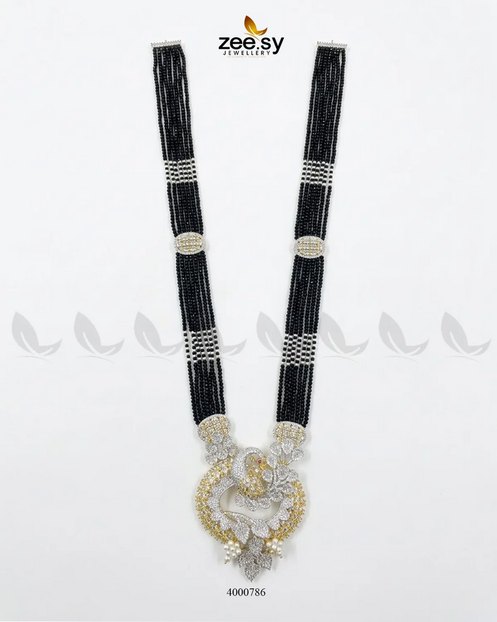 Ornate Peacock Zircon Malla Set