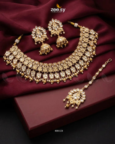 Ornate Pearl Droplet Necklace Set