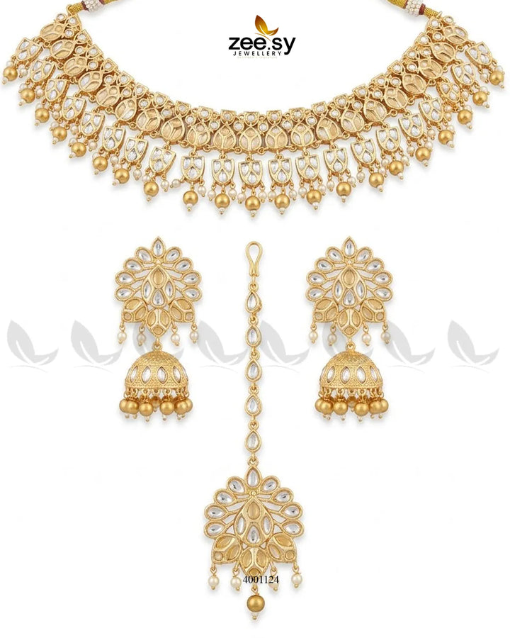 Ornate Pearl Droplet Necklace Set
