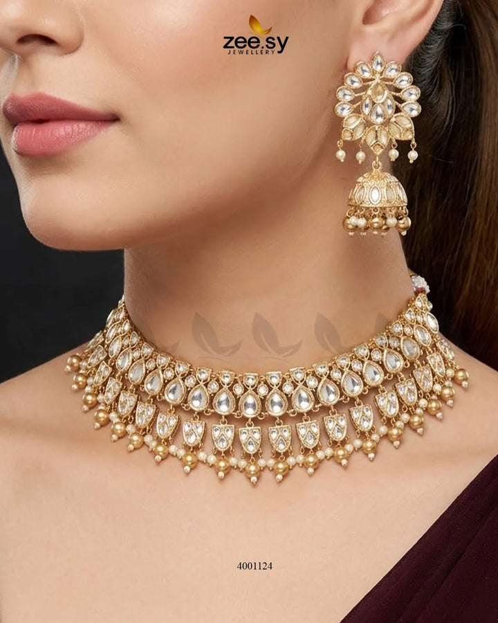 Ornate Pearl Droplet Necklace Set