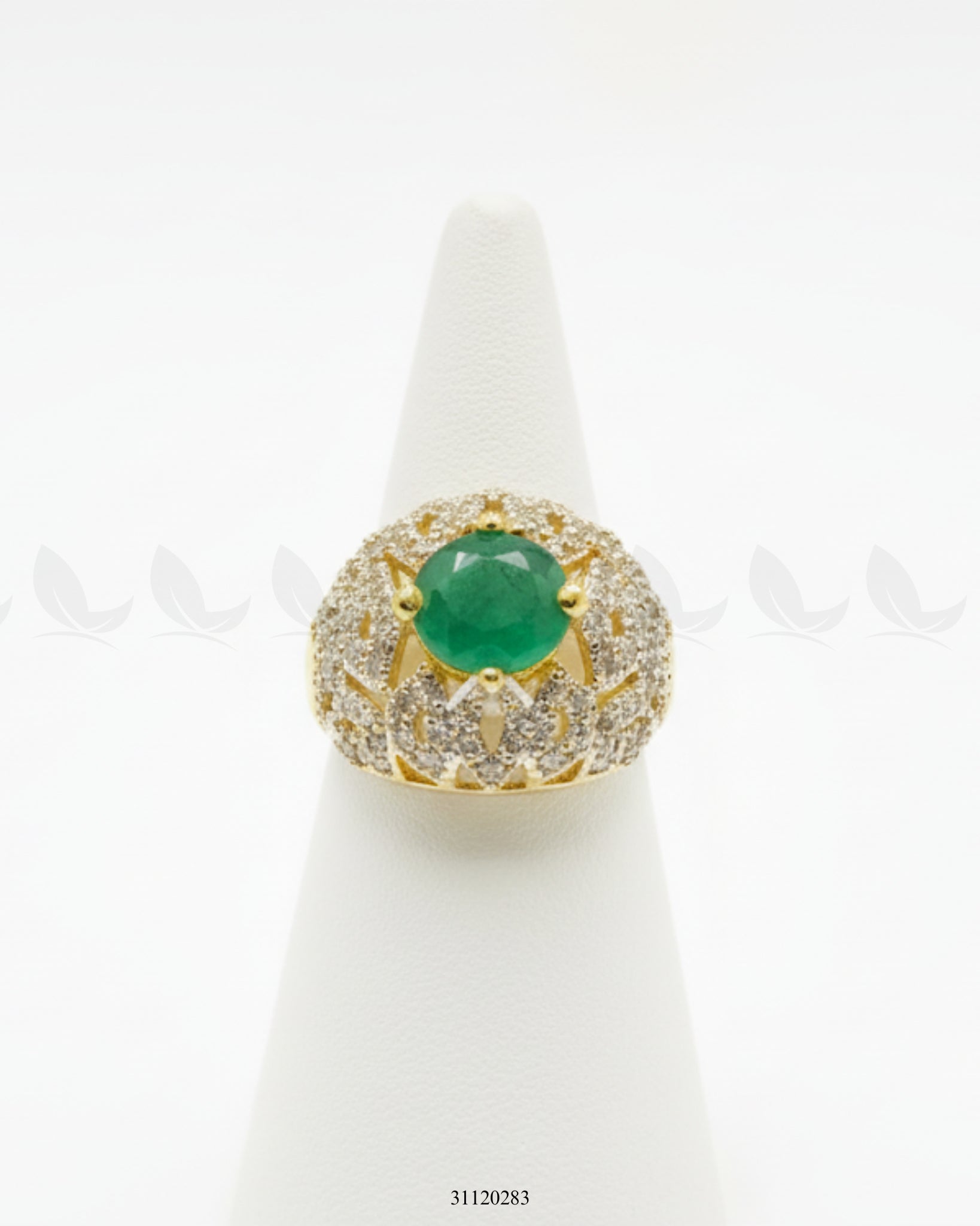 Ornate Dazzling Filigree Dome Ring Emerald Green - Zeesy Jewellery