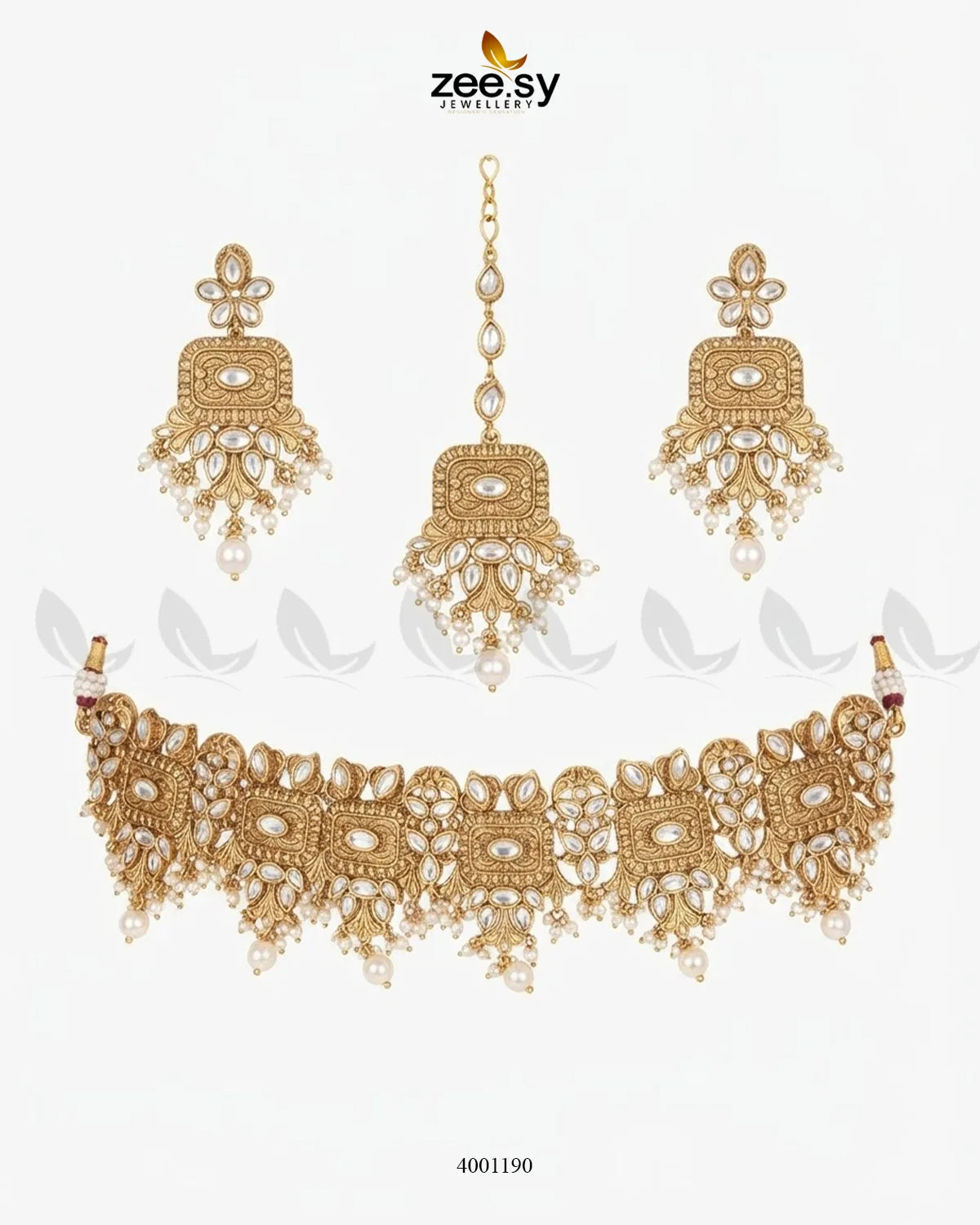 Ornate Gilded Trefoil Necklace choker - Zeesy Jewellery Pakistan | Premium Artificial & Imitation Jewellery
