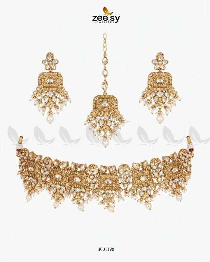 Ornate Gilded Trefoil Necklace choker - Zeesy Jewellery Pakistan | Premium Artificial & Imitation Jewellery