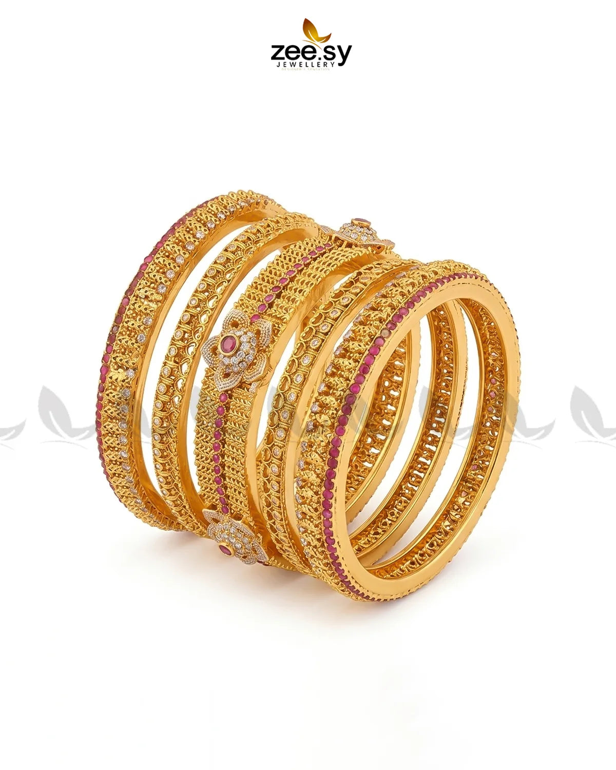 Ornate Petal Medallion Bangles BANGLES - Zeesy Jewellery Pakistan | Premium Artificial & Imitation Jewellery