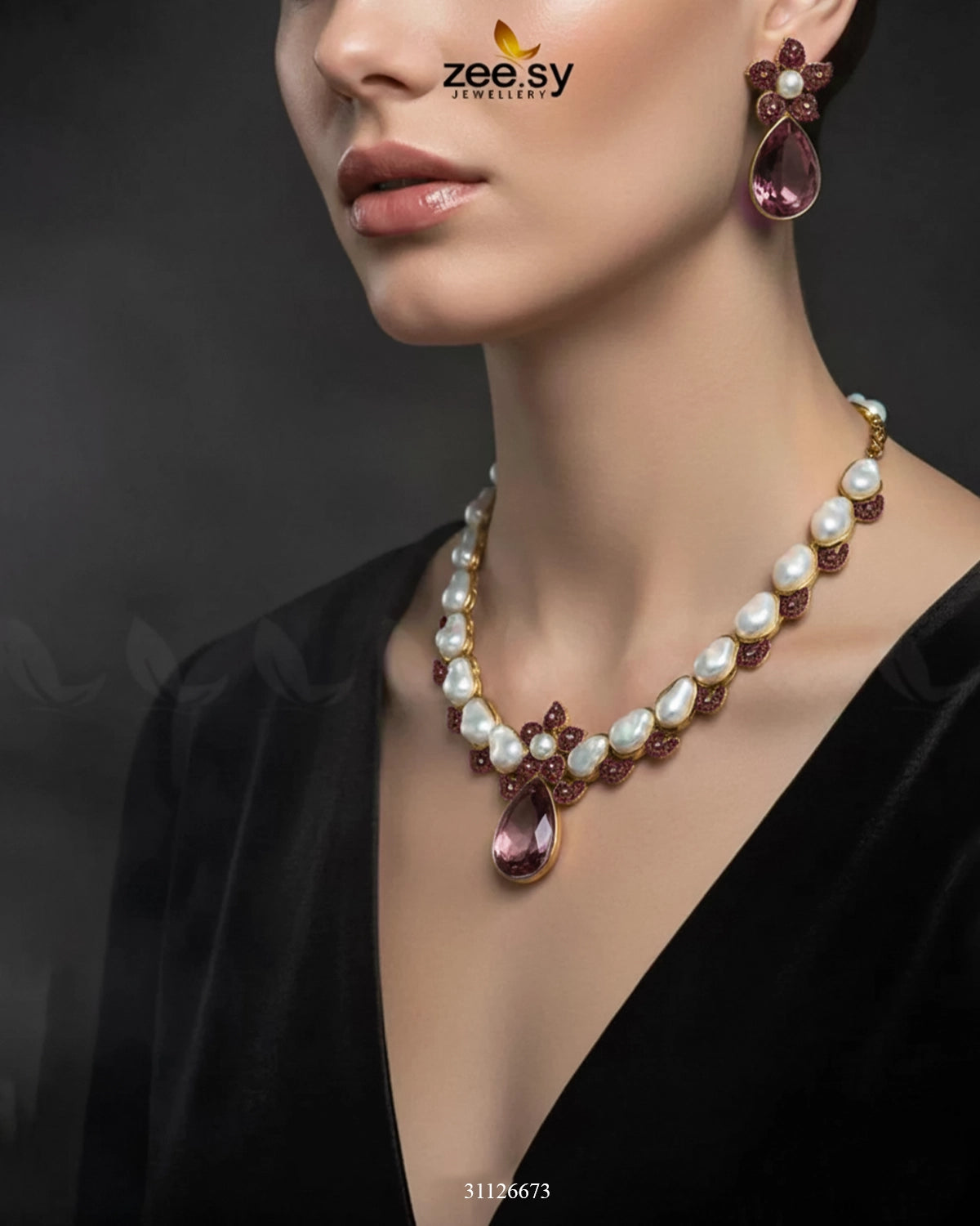 Oceanic Baroque Teardrop Necklace Set - Zeesy Jewellery