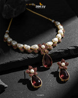 Oceanic Baroque Teardrop Necklace Set - Zeesy Jewellery