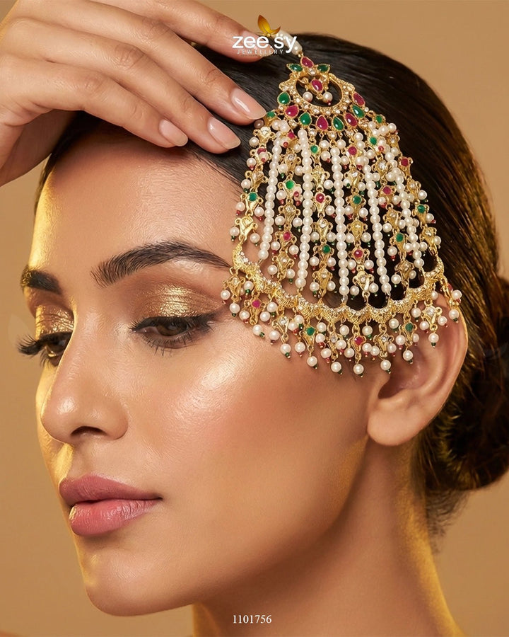 Peacock Gemstone Pearl Jhumar jhumar - Zeesy Jewellery Pakistan | Premium Artificial & Imitation Jewellery