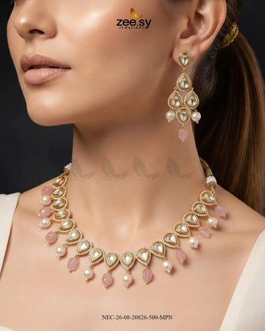 Pari Scalloped Pearl Necklace Set Necklace Sets - Zeesy Jewellery Pakistan | Premium Artificial & Imitation Jewellery