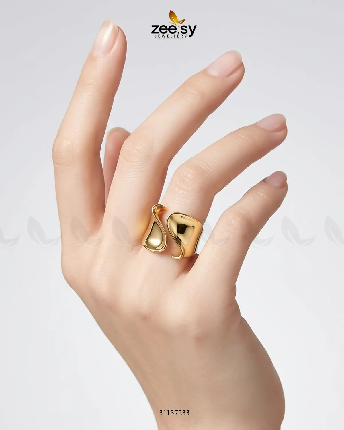 Parisian Sculpted Liquid Gold Ring Finger Ring - Zeesy Jewellery Pakistan | Premium Artificial & Imitation Jewellery