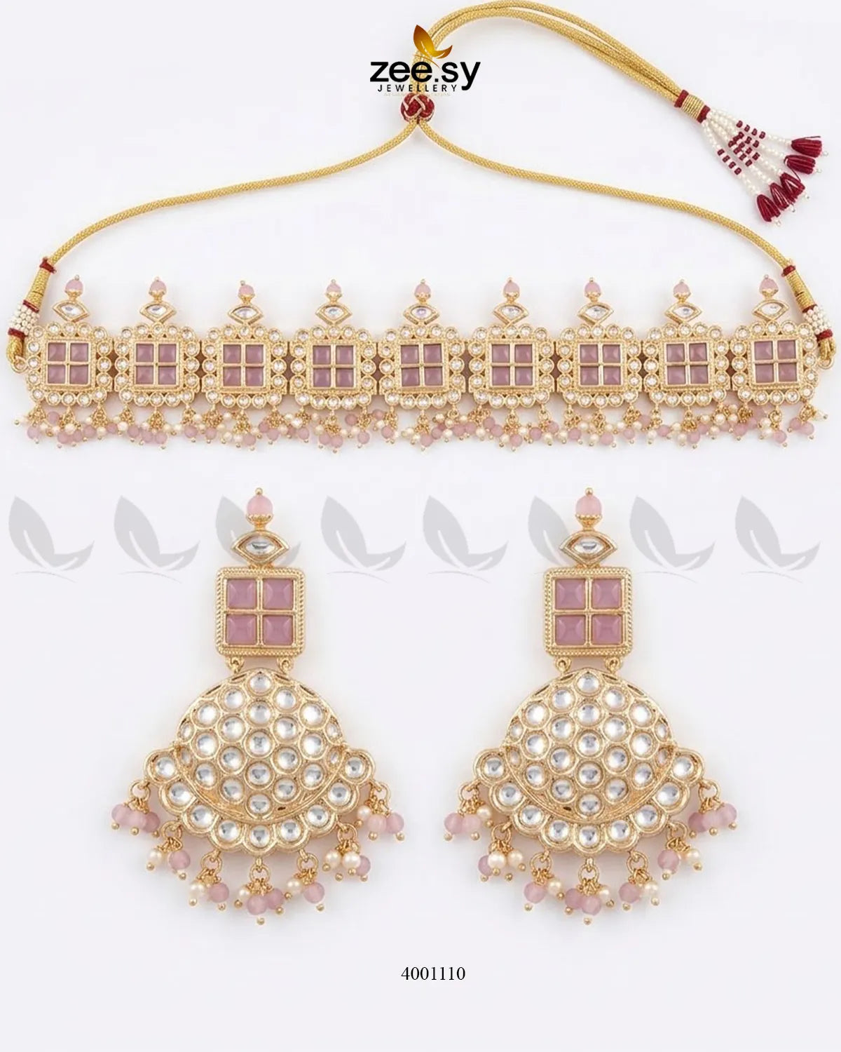 Pastel Square Beaded Necklace Set