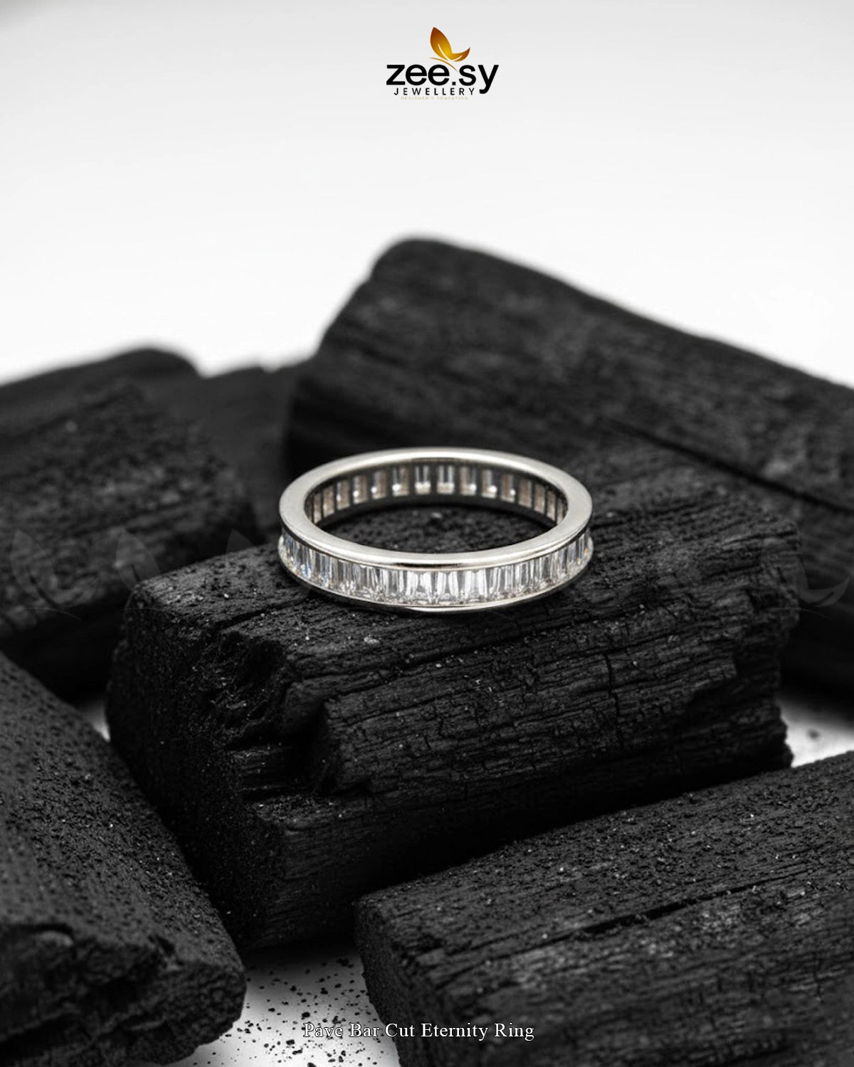 Pave Bar Cut Eternity Ring - Zeesy Jewellery