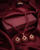 Pendant Necklace Golden Red Pendant - Zeesy Jewellery Pakistan | Premium Artificial & Imitation Jewellery