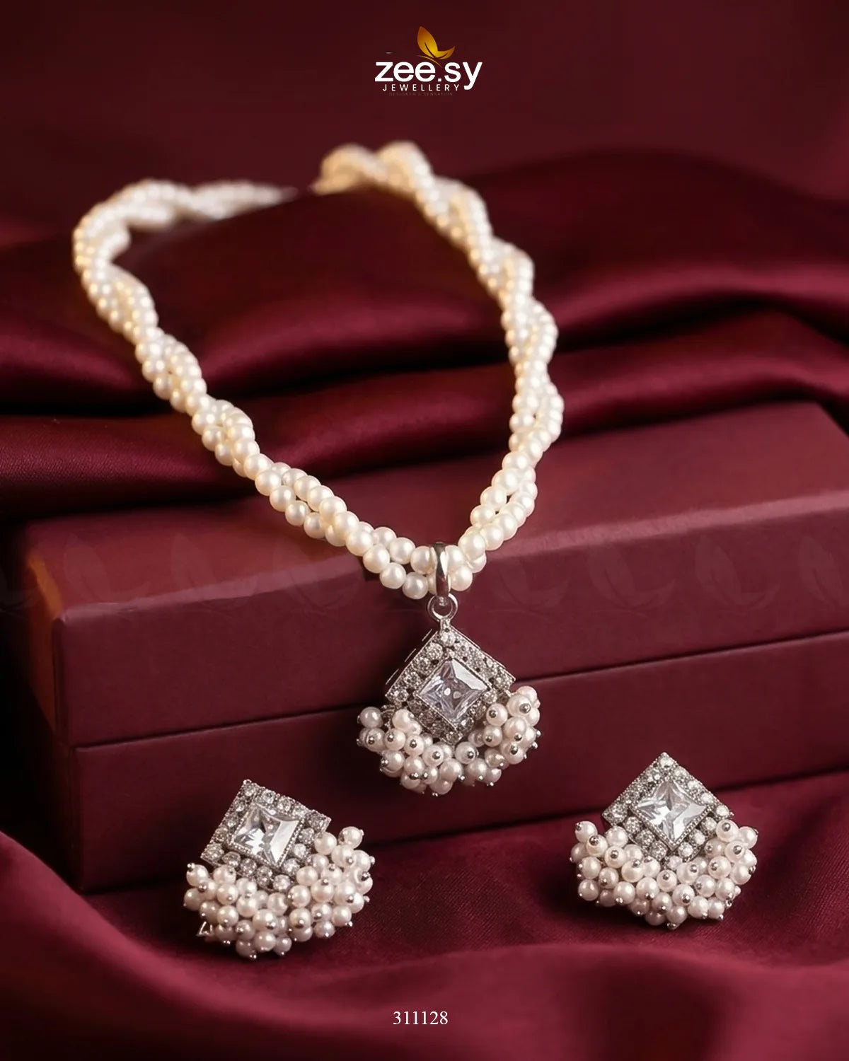 Pendant Necklace Sliver White Pendant - Zeesy Jewellery Pakistan | Premium Artificial & Imitation Jewellery