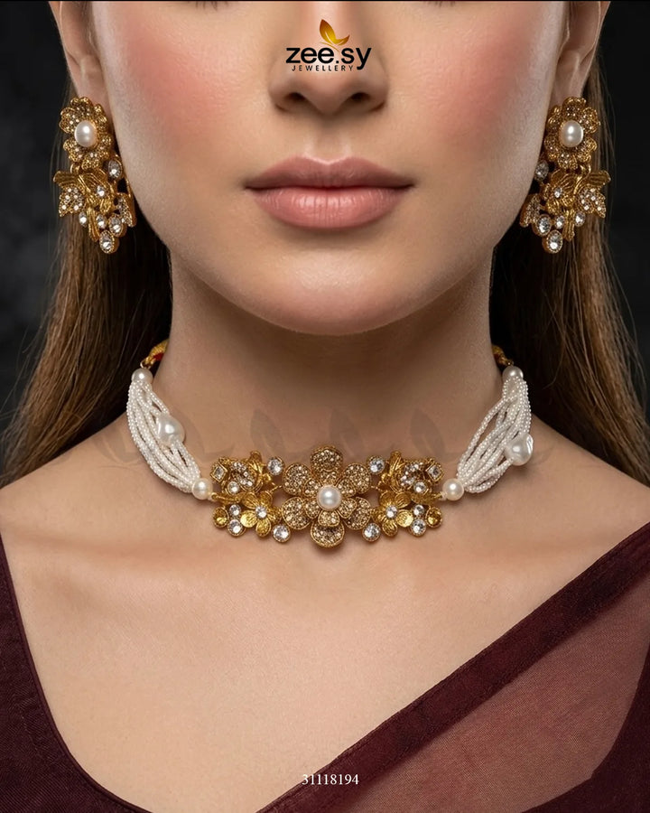 Peony Choker Set choker - Zeesy Jewellery Pakistan | Premium Artificial & Imitation Jewellery