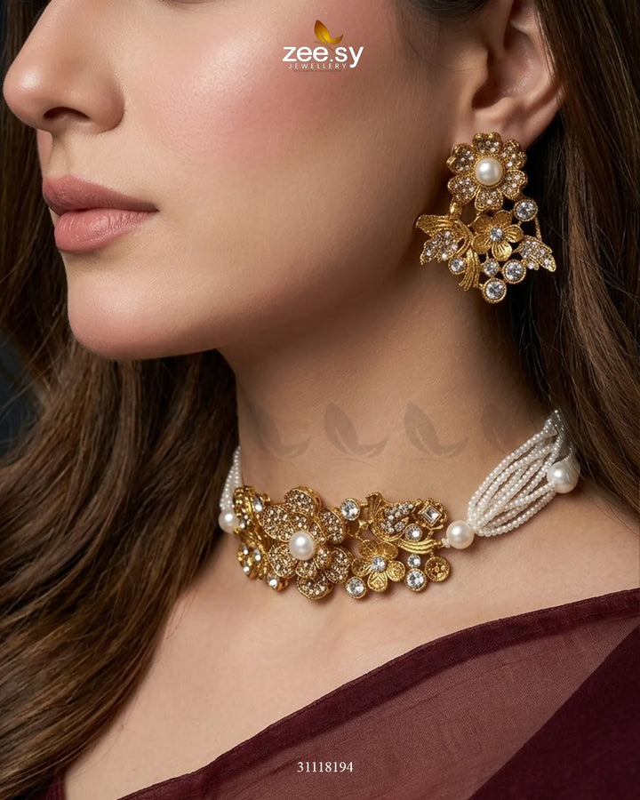 Peony Choker Set choker - Zeesy Jewellery Pakistan | Premium Artificial & Imitation Jewellery