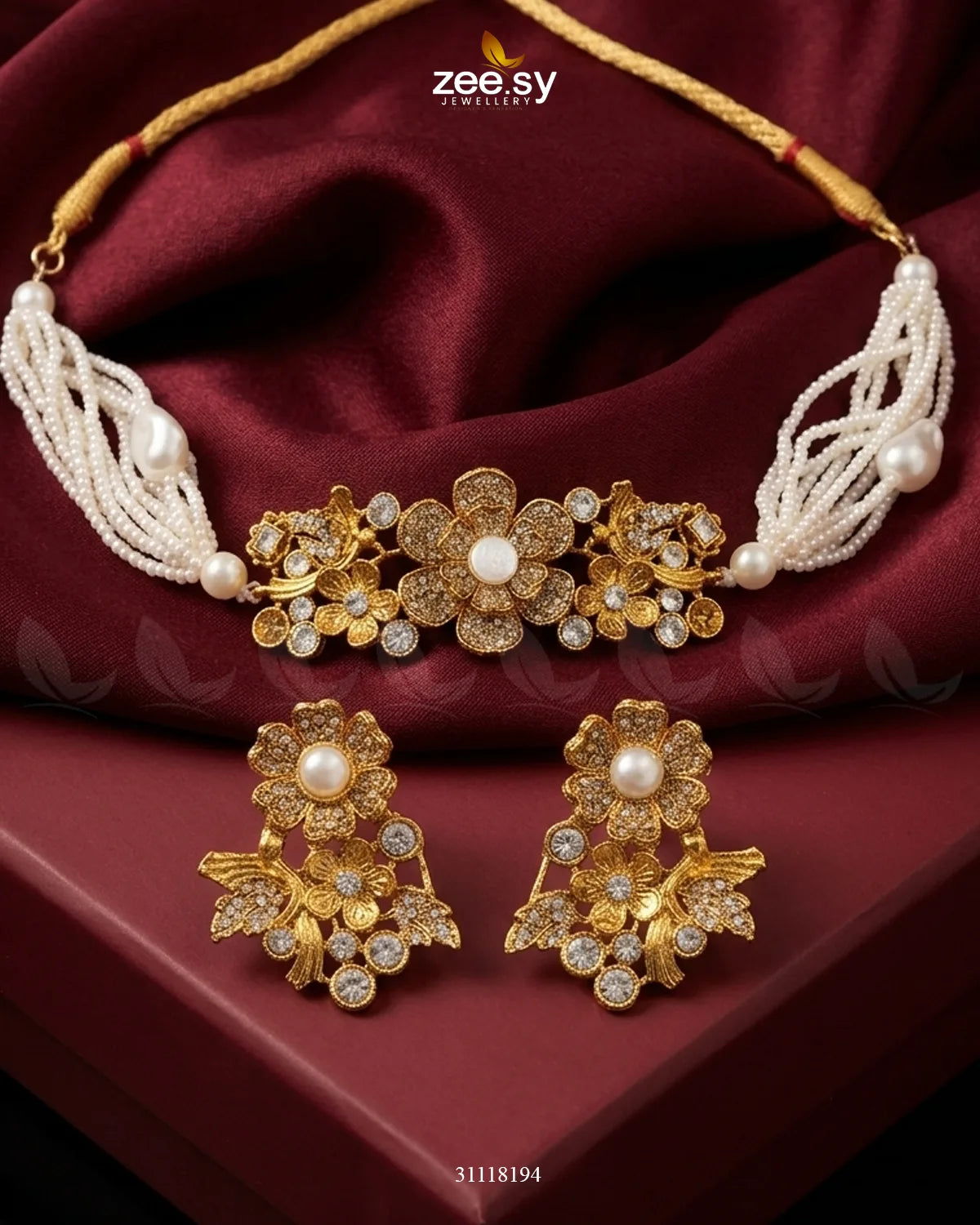 Peony Choker Set Pearl choker - Zeesy Jewellery Pakistan | Premium Artificial & Imitation Jewellery