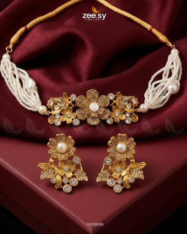 Peony Choker Set Pearl choker - Zeesy Jewellery Pakistan | Premium Artificial & Imitation Jewellery