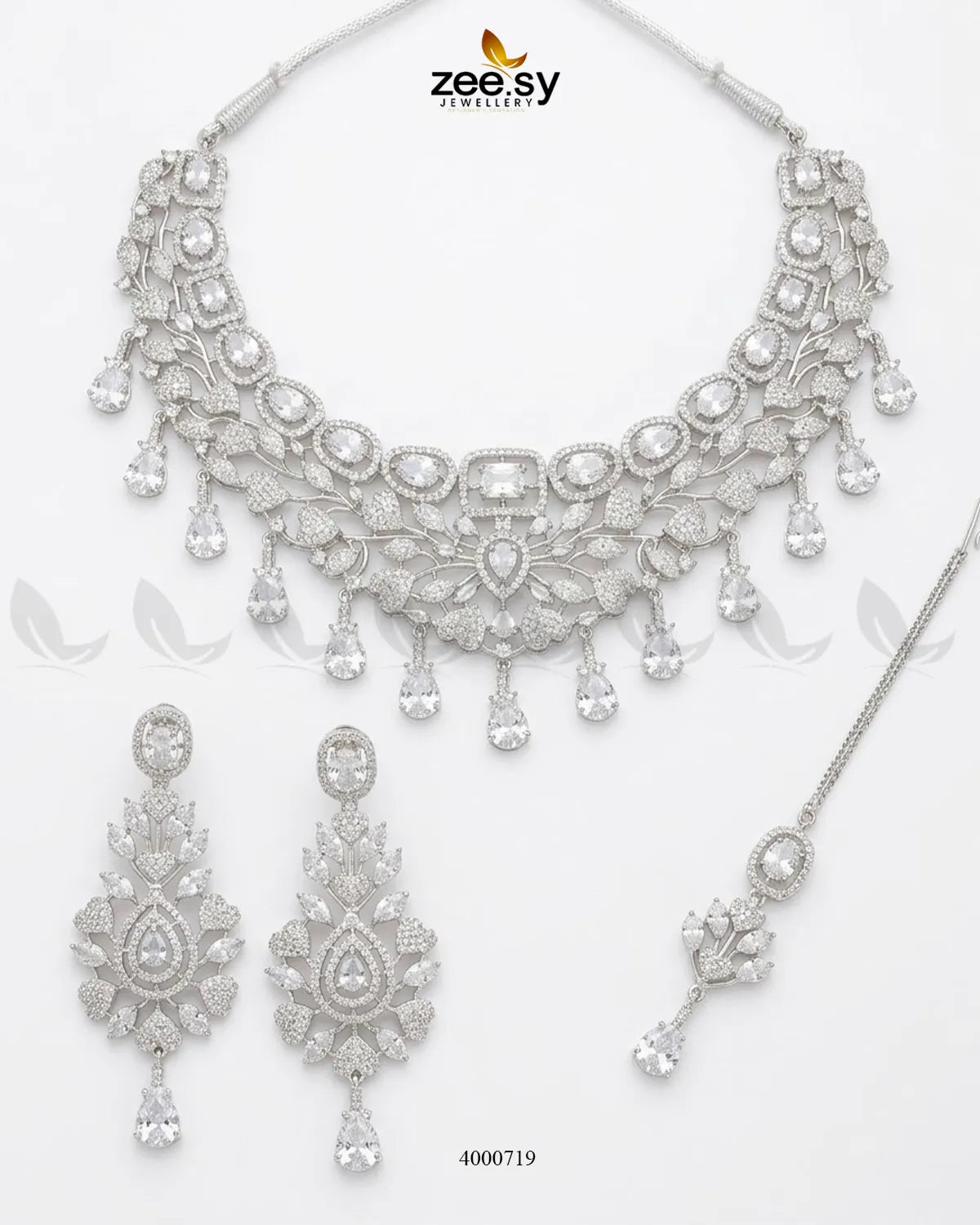 Petal American Diamond Necklace Set Necklace Sets - Zeesy Jewellery Pakistan | Premium Artificial & Imitation Jewellery