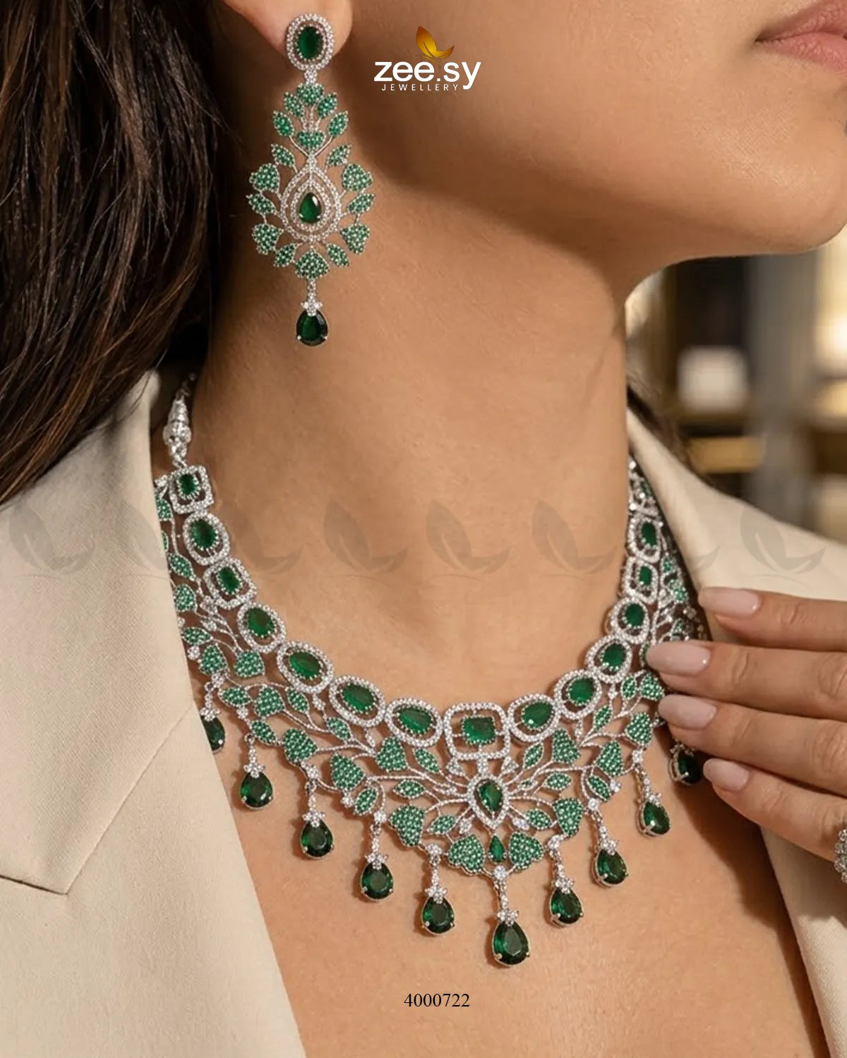 Petal American Diamond Necklace Set Necklace Sets - Zeesy Jewellery Pakistan | Premium Artificial & Imitation Jewellery
