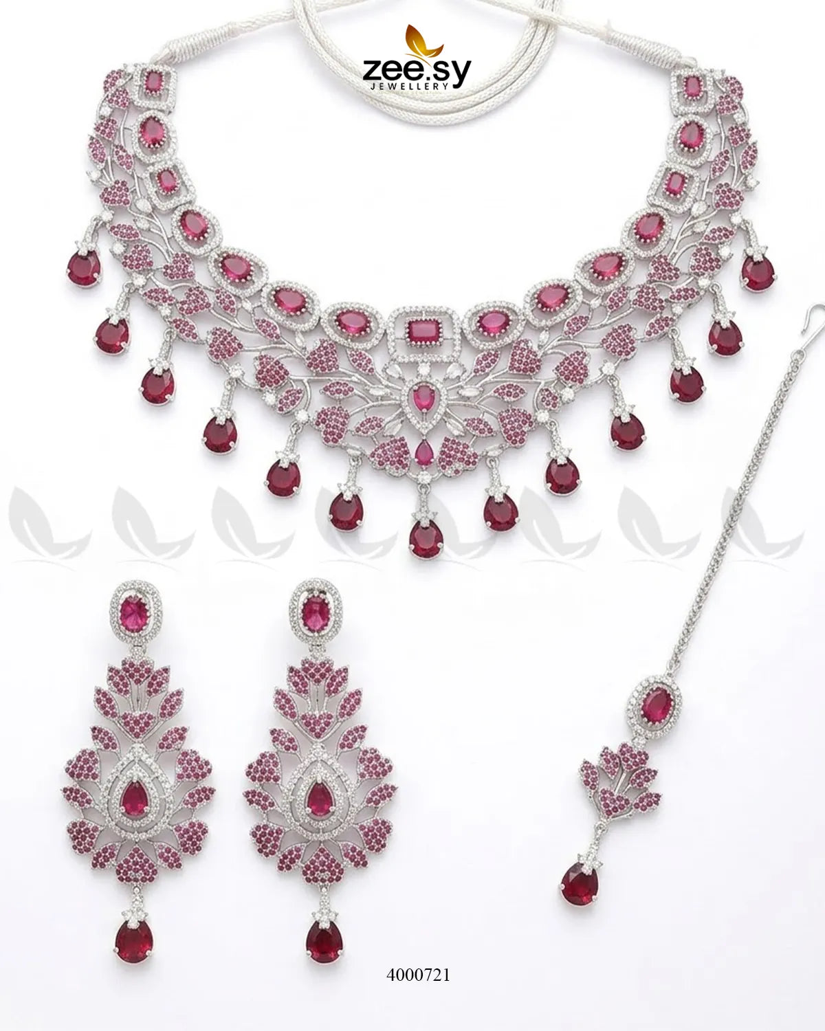 Petal American Diamond Necklace Set Necklace Sets - Zeesy Jewellery Pakistan | Premium Artificial & Imitation Jewellery