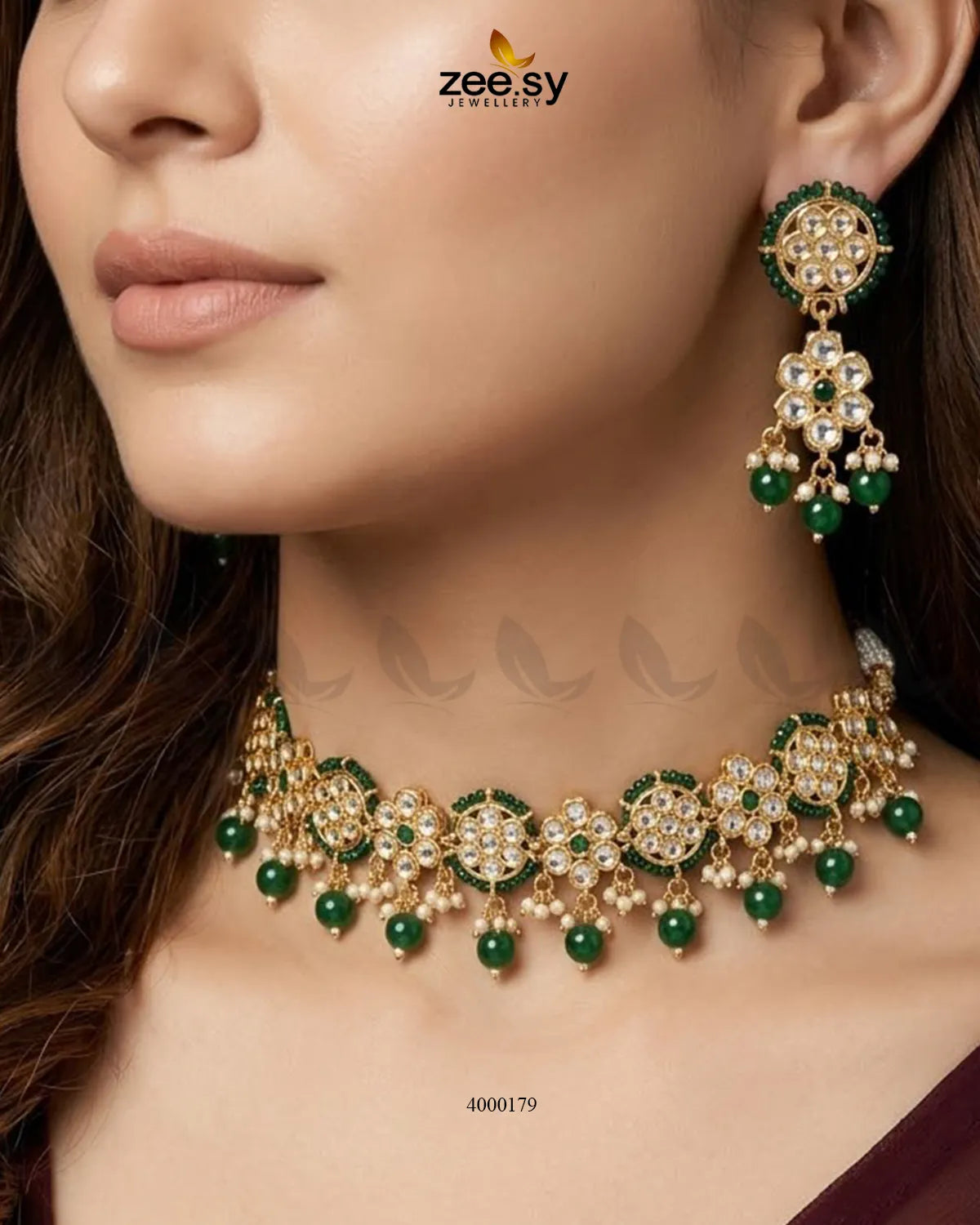 Petunia Floral Stone Necklace Set Necklace Sets - Zeesy Jewellery Pakistan | Premium Artificial & Imitation Jewellery