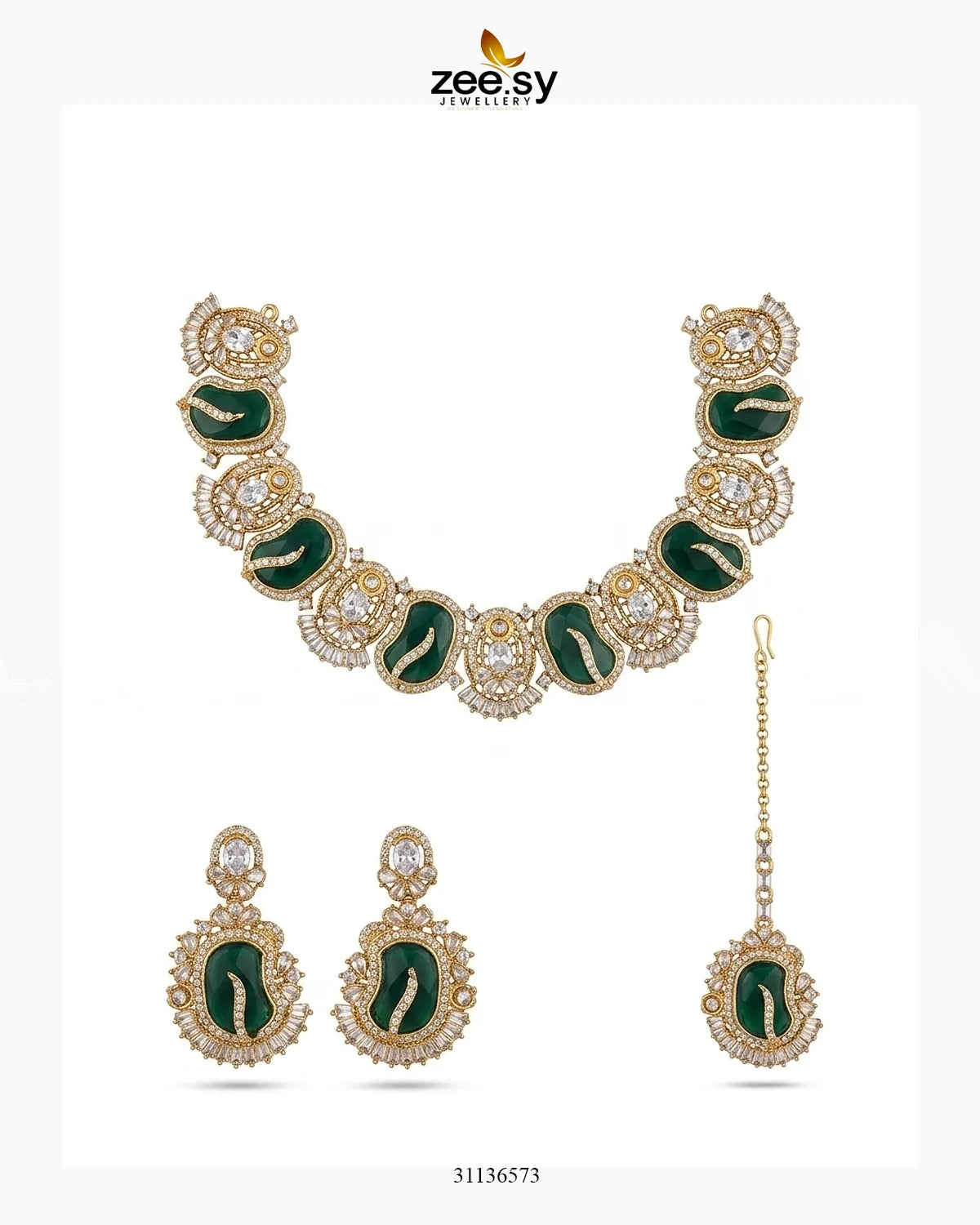 Precious Bold Gemstone Necklace Set Necklace Sets - Zeesy Jewellery Pakistan | Premium Artificial & Imitation Jewellery