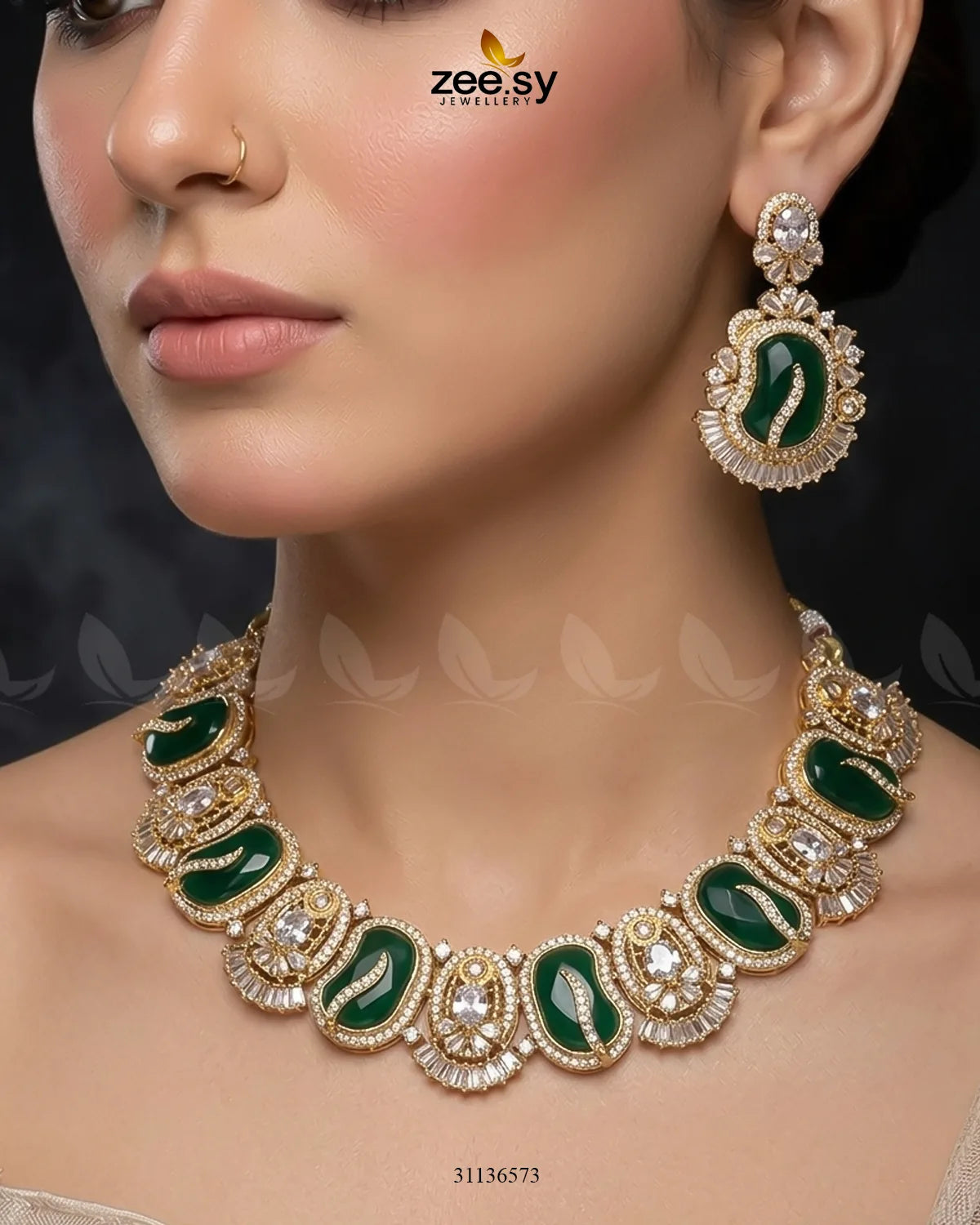 Precious Bold Gemstone Necklace Set Necklace Sets - Zeesy Jewellery Pakistan | Premium Artificial & Imitation Jewellery