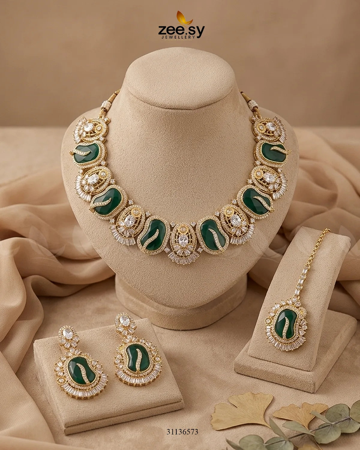 Precious Bold Gemstone Necklace Set Necklace Sets - Zeesy Jewellery Pakistan | Premium Artificial & Imitation Jewellery