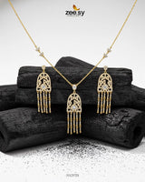 Precious Crystal Eternal Necklace Set Golden - Zeesy Jewellery