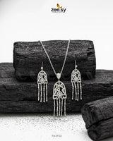 Precious Crystal Eternal Necklace Set Silver - Zeesy Jewellery