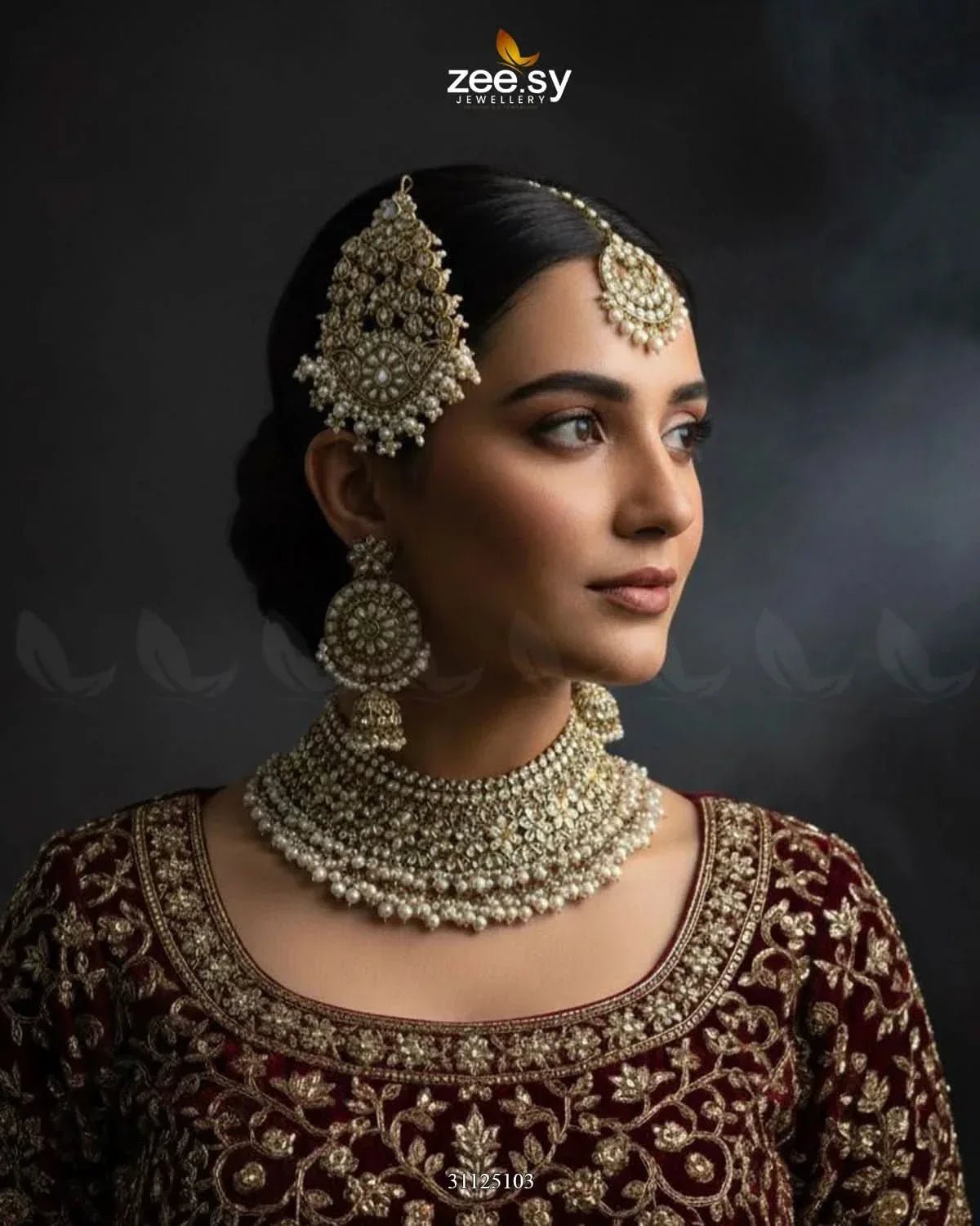 Precious Moitif Ornate Bridal Set - Zeesy.pk