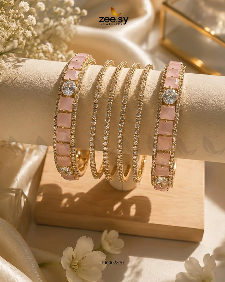 Princess Cut Zirconia Bangle - Golden Bangles - Zeesy Jewellery Pakistan | Premium Artificial & Imitation Jewellery