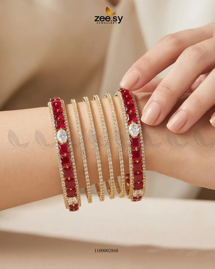 Princess Cut Zirconia Bangle - Golden Bangles - Zeesy Jewellery Pakistan | Premium Artificial & Imitation Jewellery