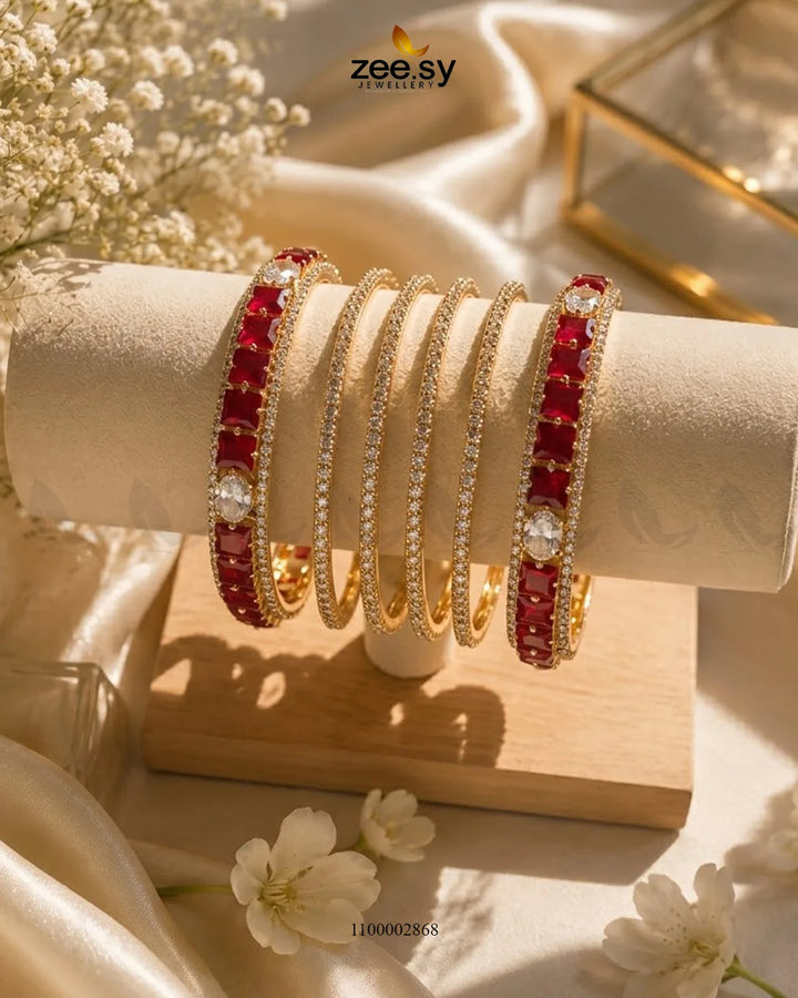Princess Cut Zirconia Bangle - Golden Bangles - Zeesy Jewellery Pakistan | Premium Artificial & Imitation Jewellery