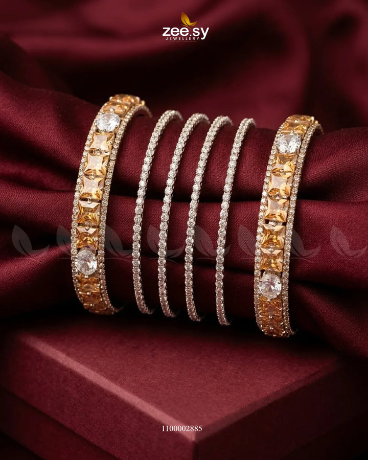 Silver princess cut zirconia bangle featuring sparkling gemstones, designed by AJ03, with elegant and modern jewelry styling.