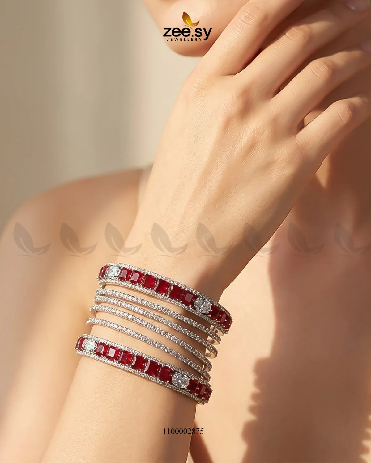 Silver princess cut zirconia bangle by AJ03 featuring sparkling gemstone accents on a sleek, elegant design.