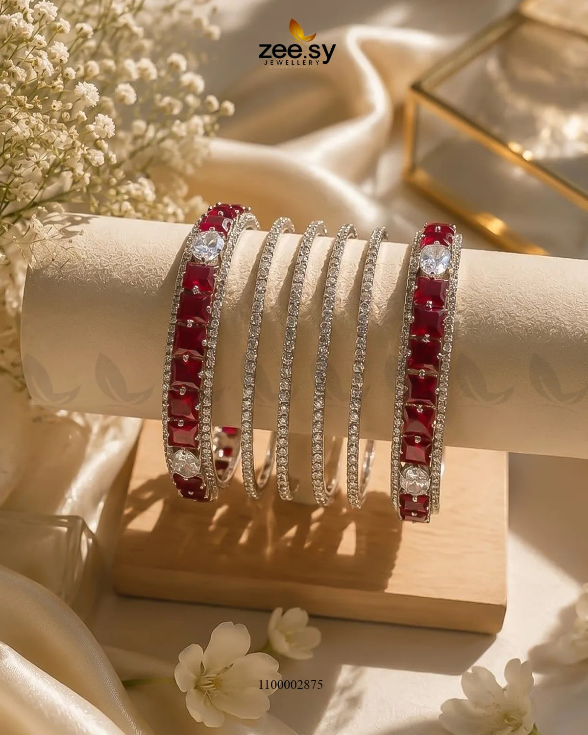 Silver Princess Cut Zirconia Bangle from AJ03 with sparkling princess-cut stones, elegant jewelry accessory.