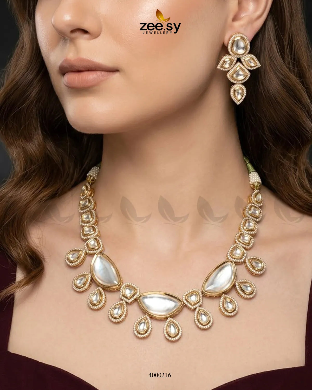 Prism Statement Polki Necklace Set Necklace Sets - Zeesy Jewellery Pakistan | Premium Artificial & Imitation Jewellery