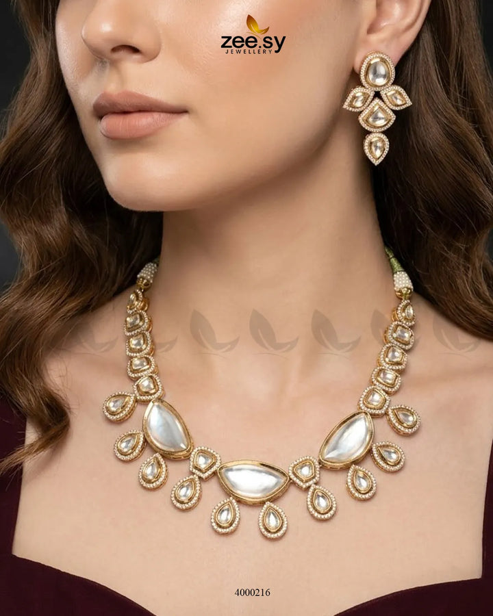 Prism Statement Polki Necklace Set Necklace Sets - Zeesy Jewellery Pakistan | Premium Artificial & Imitation Jewellery