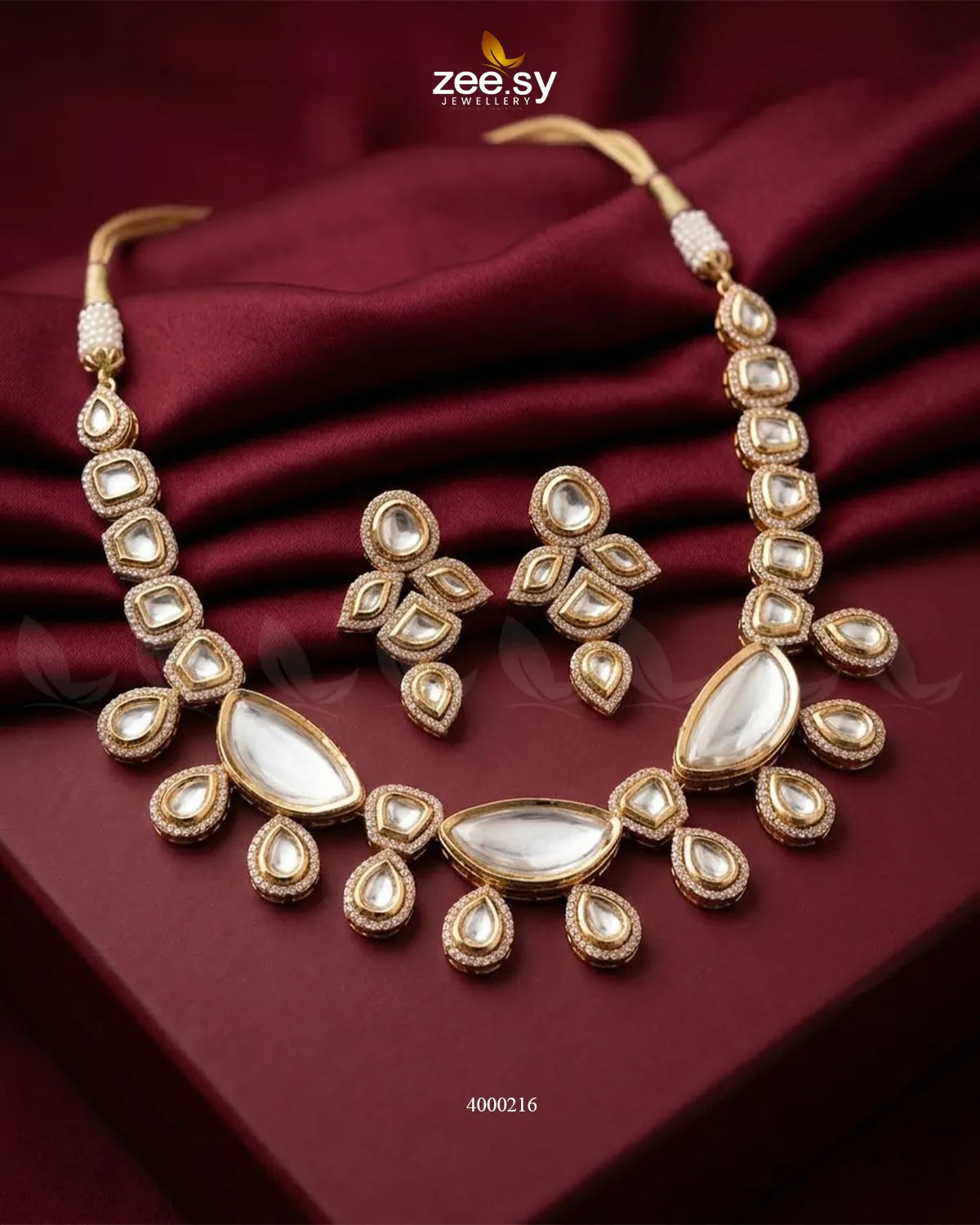 Prism Statement Polki Necklace Set Necklace Sets - Zeesy Jewellery Pakistan | Premium Artificial & Imitation Jewellery