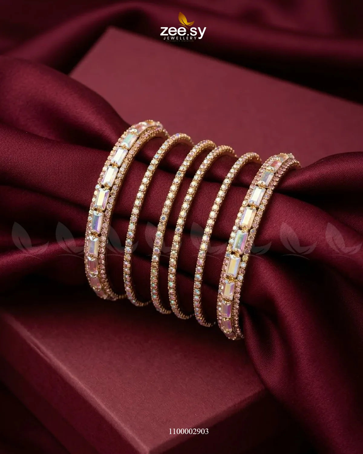 Prismatic Luxe Crystal Bangle Golden Bangles - Zeesy Jewellery Pakistan | Premium Artificial & Imitation Jewellery