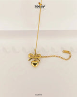 Puffed Heart Ribbon Bow Bracelet