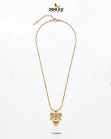 Puffed Heart Ribbon Bow Pendant Pendant - Zeesy Jewellery Pakistan | Premium Artificial & Imitation Jewellery