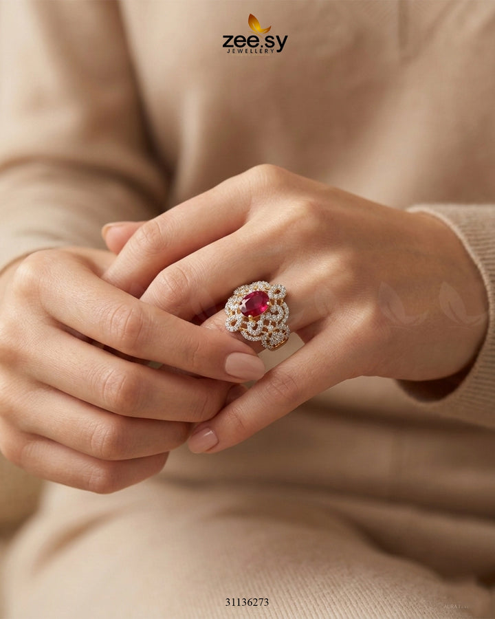 Queen’s Bold Stone Cluster Ring Finger Ring - Zeesy Jewellery Pakistan | Premium Artificial & Imitation Jewellery